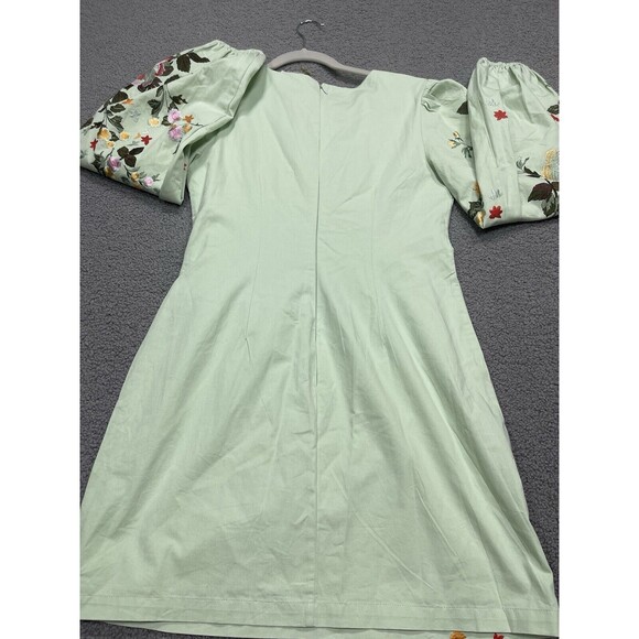 Anthropologie Let Me Be Mini Dress Green Long-Sleeve Embroidered Preppy Sz M NWT - Picture 10 of 15